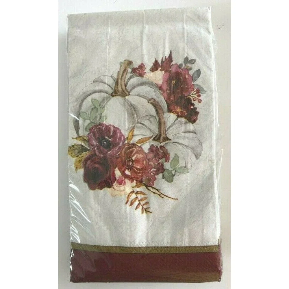 Thanksgiving White Pumpkins Paper Napkins Guest Bath Buffet Decoupage 40 CT